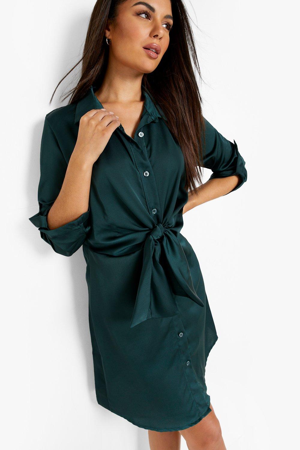 Tie up store shirt dress